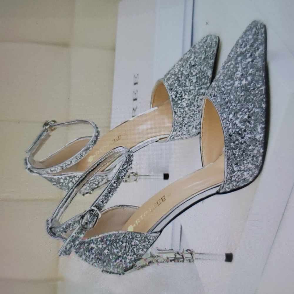 Brand new women glitter shoe, ankle strap